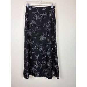 Vintage Goodclothes Maxi Skirt 6 Black Floral 90s Y2K Grunge Boho Whimsigoth
